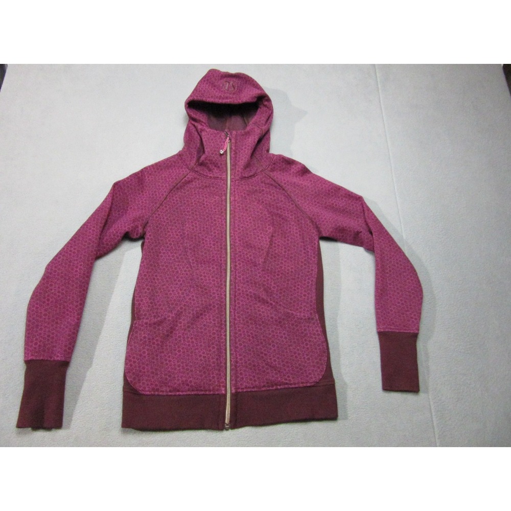 Lululemon Scuba Hoodie Womens 8 Purple Excellent Star Pixel Geometric III Zip - Picture 1 of 12